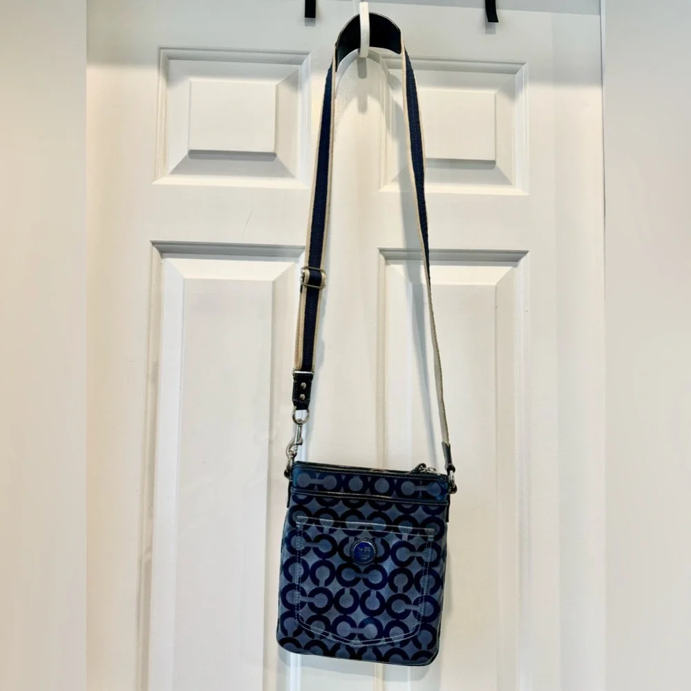 Coach Cross Body Authentic Hand Bag 432 navy blue